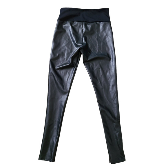 SPANX Assets All Over Faux Leather Leggings 20258R‎ Very Black D28 Women's Small - Picture 3 of 11